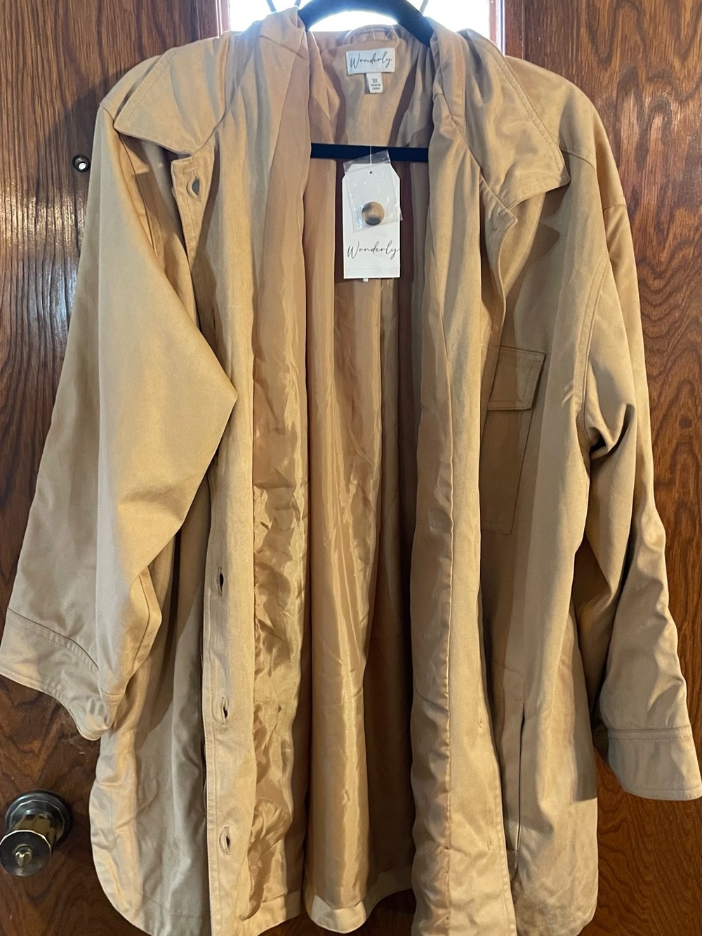 Wonderly Tan Hooded Trench Coat